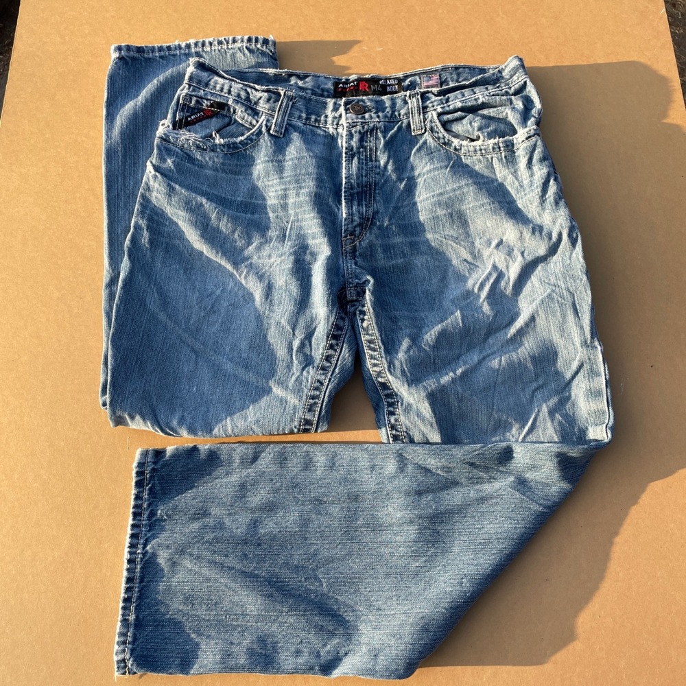 Ariat FR M4 Relaxed Boot Jeans Mens 36x32 Blue Workwear Flame Resistant Denim